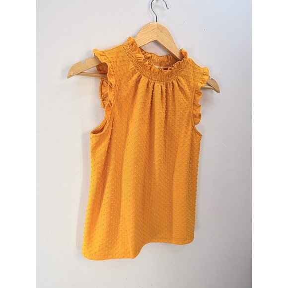 J.Crew Yellow Swiss Dot Sleeveless Ruffle Tank Top Blouse - Picture 6 of 15